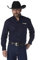 Wrangler Men's Logo Big and Tall Two Pocket Long Sleeve Shirt Button, Navy, Large