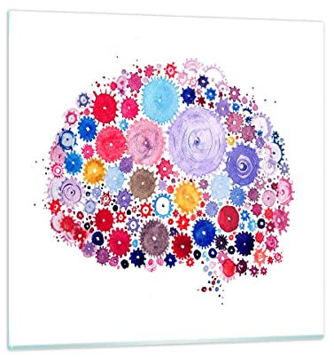 Bilder auf Glas 70x70cm Glasbild Gehirn Innovation Inspiration Groß Wanddeko Bild im Glas Schlafzimmer Küche Deko Wandbilder Dekoration Wohnzimmer Modern Wall Decor Wand Kunstdruck Art GAC70x70-2977