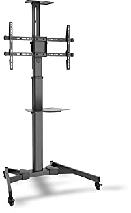 DIGITUS DA-90370 – Collaboration Trolley / TV Präsentationswagen – VESA max. 600x400 – TV-Geräte von 37 - 70 Zoll – Mit Ablage für Laptops / DVD Player – 186 cm bis 218 cm Höhe – Schwarz