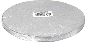 dekora - Base para Tartas Redonda - Diámetro 25 cm - Bandeja de Cartón Rígido Recubierto con Papel de Aluminio - Apto para Contacto Alimentario y Reutilizable - Color Plata