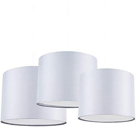 MiniSun | Modern Grey Drum Ceiling Light Shades with Diffusers | Pendant Lights, Home Décor & Improvement Essential | Pack of 3 | 300cm Shade Width