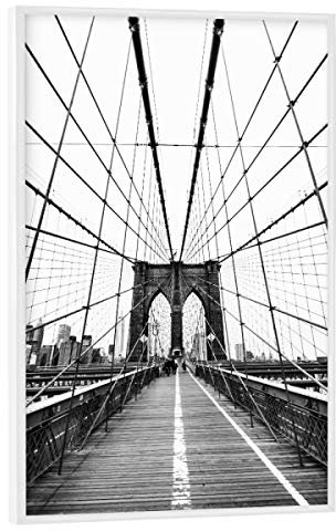 artboxONE Poster mit weißem Rahmen 90x60 cm Netz von New York von Künstler Florian Kunde - Poster mit Kunststoffrahmen