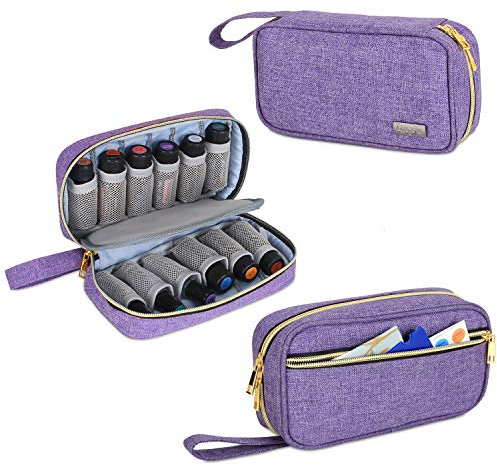 Luxja Ätherische Öle Aufbewahrung Tasche, Ätherische Öl Tasche - Hält 12 Flaschen (5ml-15ml, auch Geeignet für Rollerflaschen), Öle Tasche für Ätherisches Öl und Zubehör, Lila