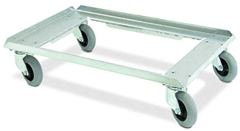 Flüsterroller Edelstahl Transportroller, geräuscharm, für Behälter 600x400 mm/Eurokästen/Bäckerkörbe