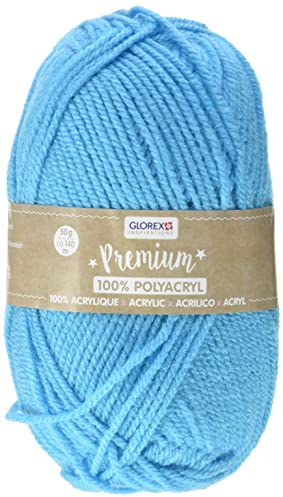 Glorex 5 1001 09 - Premium Wolle aus 100 % Acryl, leicht zu verarbeiten, vielseitig einsetzbar, wärmend, weich, nicht kratzend, 50 g, ca. 140 m, türkis