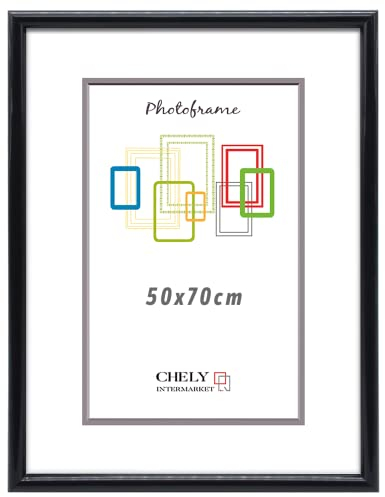 CHELY INTERMARKET Marco de fotos 50x70cm MOD 312 Negro Cuadro de pared ideal para fotos y diplomas
