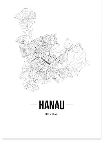 JUNIWORDS Stadtposter - Wähle Deine Stadt - Hanau - 30 x 40 cm Poster - Schrift B - Weiß