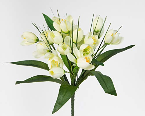Seidenblumen Roß Krokusbusch 28cm weiß-Creme PM Kunstpflanzen Kunstblumen künstlicher Crocus Krokus Blumen Pflanzen