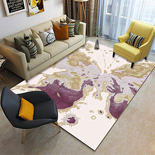 Teppiche Hauptdekoration Teppiche Lila braune graue Tinte Kunst Graffiti Design Wohnzimmer Teppich Beständig gegen Ausbleichen Leicht zu reinigen Schlafzimmer Teppich 80 * 120cm