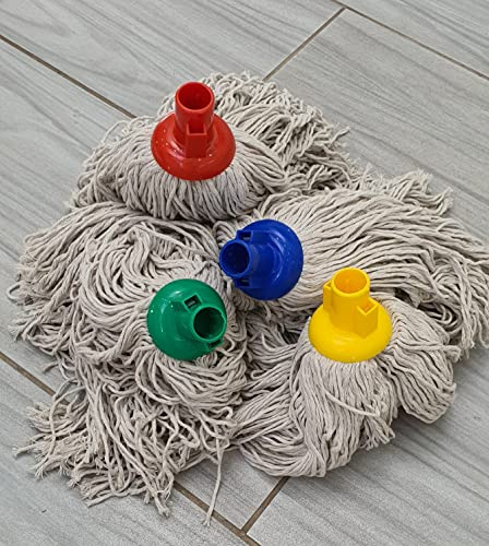 Socket Push 6pcs pk Plastic TWINE Cotton Mop Head Jumbo Large Mop Thick Absorbent Yarn For Everyday Home/Work Commercial Mop Heads for Heavy Duty long lasting (16oz 350g x-Large)