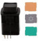 Restagraf - Bouton Interrupteur Électrique Poussoir à 4 Couleurs - 4 Broches - Connexion Cosse Plate - Trou de Diamètre 16 mm - 1 A - 12 V - Réf. 6947 - Blister de 1