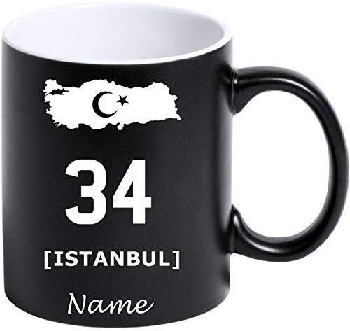 Tasse Kaffeetasse Kahve Cay Bardagi Bardak Hediye Matt Schwarz Türkei Flagge 34 Istanbul