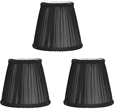 3 Stück Kleine Lampenschirme Aufstecken E14 Clip On Stoff Lampenschirm 13,5x10x12,5cm/5,3x3,9x4,9 Zoll Plissee Fabric Stoff Lampenschirm für Kronleuchter Wandleuchte Tischlampe (Schwarz)