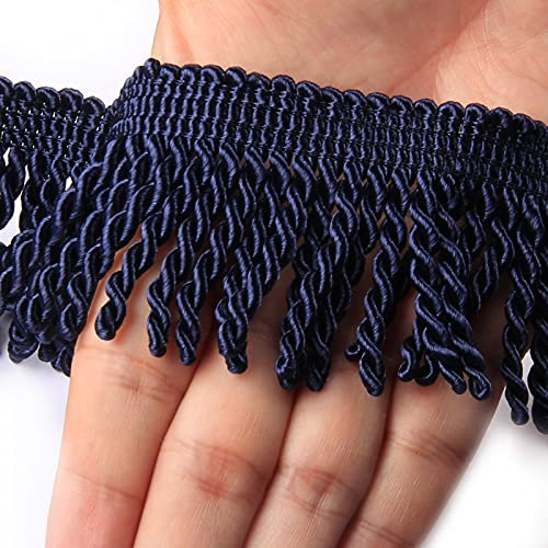 Fenghuangwu Vorhangfransen Bullion Fransenborte 6,3 cm Stoffborten Nähen DIY Dekoration für Vorhang Sofa Kleidung (4,5 m, Marineblau)