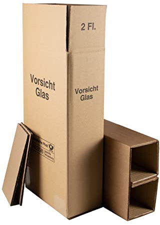 5x Wein Versandkarton 2er DHL/UPS geprüft für 2 Flaschen (Umkarton, Hülse, 1 Deckel)