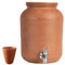 Village Decor Handmade Earthen Clay Water Pot with Lid & 304 Stainless Steel tap (6 Litre / 6000 ML)