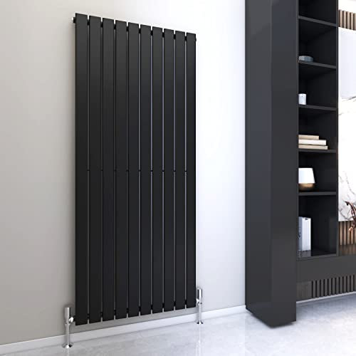 Radiator Horizontal Vertical Designer Flat Panel Central Heating Radiator 1800mm Height (1800x680mm Single, Black)