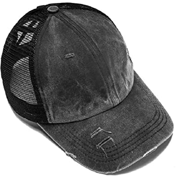TAHUAON Criss Cross Pferdeschwanz Damen Baseball Cap Hut Ponycaps Messy Pferdeschwanz Verstellbare Outdoor Mesh Cap Trucker für Damen und Herren, Farbe-1, Einheitsgröße