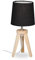 Relaxdays Lampe de chevet à 3 pieds, petite, bois et tissu, E14, design scandinave, HxD : 31 x 14 cm, nature, noir
