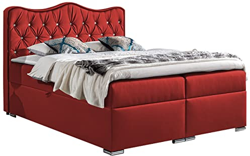 Mirjan24 Boxspringbett Sultan Bettgestell Stilvoll Doppelbett Bett Schlafzimmer Bettkasten Lattenrost Matratze (120 x 200 cm, Soft 010A)