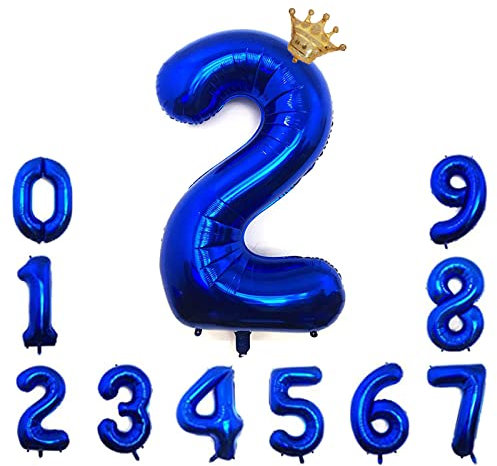 Foil Luftballon 2 Helium Folienballon Zahlen Ballon XXL Folien Dunkelblau Ballon 2 Geburtstag 100cm/40inch
