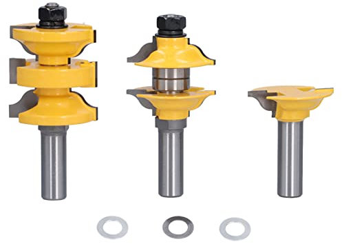 3Pcs Rail Stile Router Bit, 1/2in Shank Door Frame Tenon Cutting Set Woodworking Milling Cutter Cutting Tools