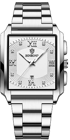 Avaner Herren Armbanduhr mit Quadratisches Zifferblatt Edelstahl Herren Uhr Kalenderfunktion Analog Quarzwerk wasserdichte Business Uhr für Männer