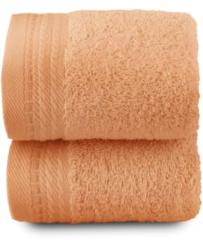 Top Towel - Premium - Grandes Serviettes de Bain - Serviettes de Bain - 2 Serviettes pour Le Visage ou Le Bidet - 30x50 cm - 100% Coton - 600 Grammes - Papaye