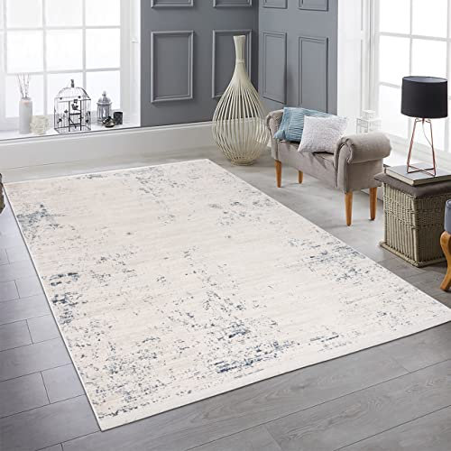 Teppich-Traum Wohnzimmer-Teppich Glänzend Designer Modern Pflegeleicht Angenehm Kinderfreundlich - blau-weiß, 240 x 340 cm