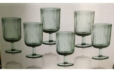 BRANDANI SET 6 CALICE PLISSE TURCHESE VETRO