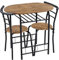 Yaheetech Set Mobili da Bar Tavolo e 2 Sedie Sala da Pranzo Cucina Piccoli Spazi Salvaspazio Balcone per 2 Persone in Legno e Metallo Sedia Portata 136 kg Marrone Retro