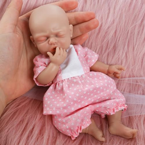 Vollence 13 cm Mini Bambola in Silicone con Gli Occhi Chiusi Regalo di Compleanno o Natale Perfetto per Bambini - Ragazza
