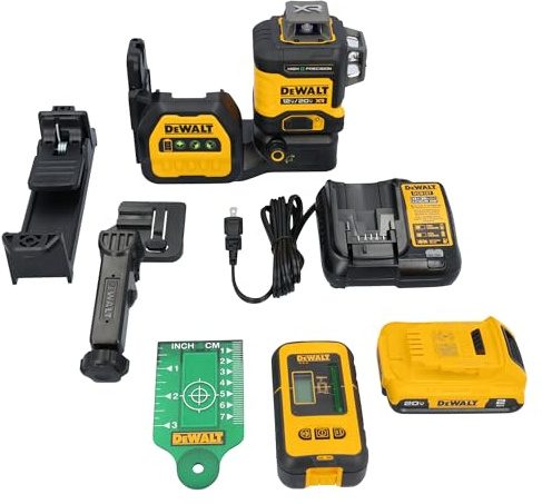 DEWALT 12V/20V MAX XR Line Laser, High Precision 3 X 360, Green, Battery and Charger Included (DCLE34033D1)