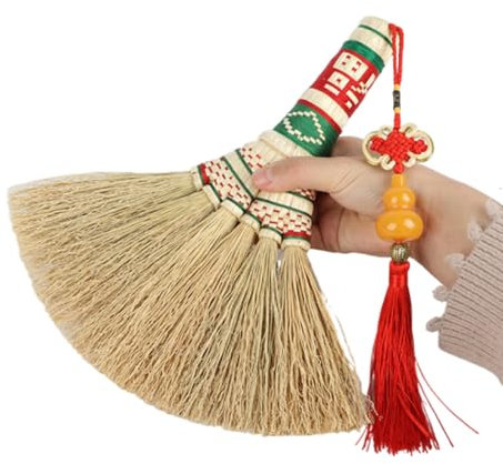 Straw Small Broom - Special Dusting Brooms,for Indoor,Outdoor or Garden Broom Cleaning Broomstick,Wide Sweeping Area,B