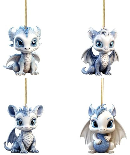 KAREN66 Drachen Handy Anhänger Dekoration Schlüsselanhänger Taschenanhänger Rückspiegel Anhänger Auto hängende Zubehör für Spiegel Innenraum Dekore (4 Stück)