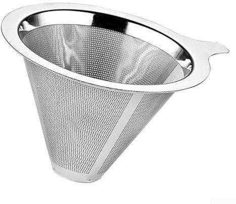 Kaffeefilterkegel aus Edelstahl mit Griff und Ständer zum Brauen (S)