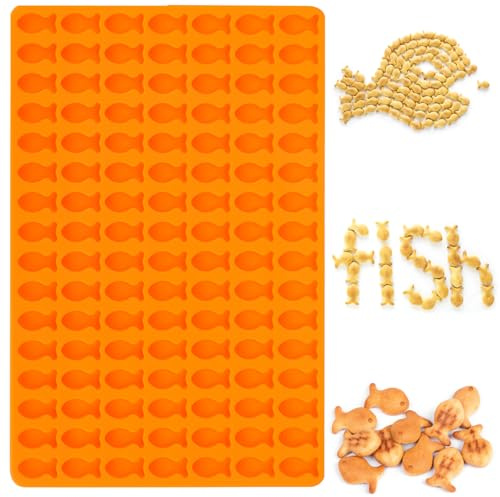 AIERSA Silikon-Goldfischform, 112 Mulden, kleine Goldfischformen für Knallbonbons, Mini-Fischformen, Backform für Schokolade, Süßigkeiten, Gummibärchen, Gelee, Kekse, Hunde und Katzen