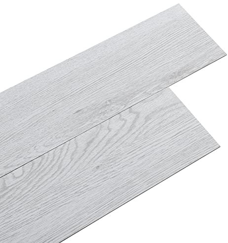 36pcs Vinyl Plank Flooring Self Adhesive Vinyl Flooring with Wood Effect Lino Flooring 2.0 mm Thick for Bedroom Office Kitchen Floor Plank 91.5 cm x 15.2 cm(5.02㎡,Light Grey)