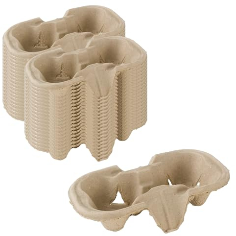 Chef Royale 2 cups holder tray for Tea - Hot & Cold Drinks carry around fold away Biodegradable Disposable cup carrier (PACK OF 90) - Cardboard Tray (90)