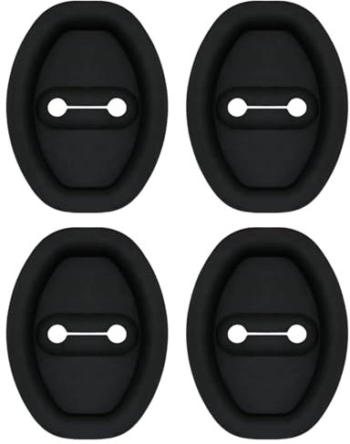 TKSE Car Silicone Door Latch Protective Cover, Black, 4pcs Universal Fit, 94mm x 70mm