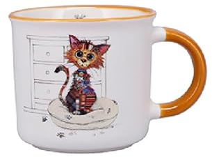 KIUB Mini mug timbale expresso avec des animaux - motif jeune chat marron stylisé - Hauteur 6,5CM - porcelaine fine