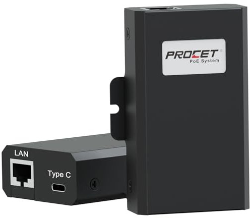 PROCET Gigabit PoE Splitter bis zu 60W PoE Ethernet Splitter Adapter für Tablet, IP Kamera, EchoHub, iPad, Raspberry Pi4/5, Eero 6/7 Wireless AP