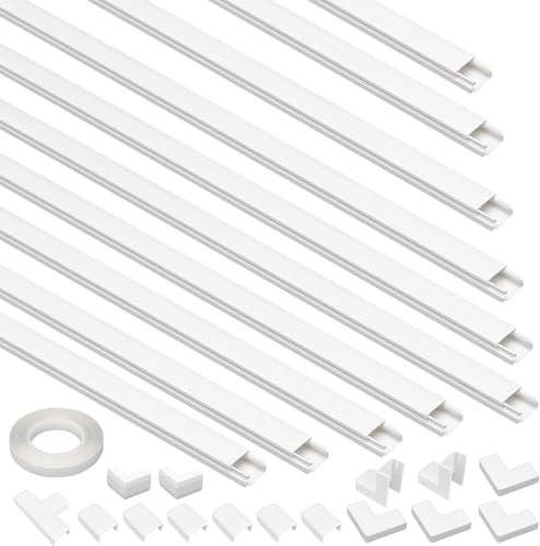 Einschnur Kabelkanal, 10er Kabelkanal Weiß Selbstklebend Kabelkanäle 40cm Kabelkanal Selbstklebend PVC Kabelkanäle TV Kabelschacht Kabel Verstecken Wand für alle Netzkabel in Haushalt Büro