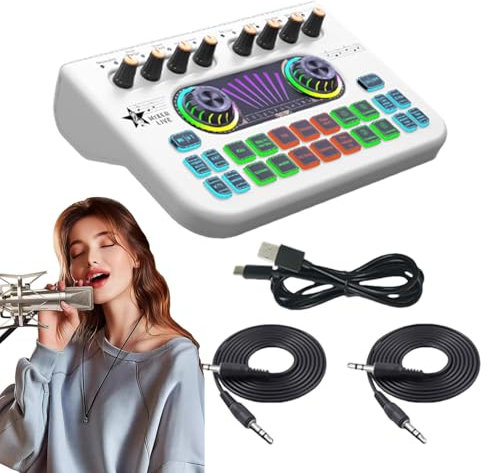 Live Sound Card | Live Sound Mixer | Streaming Soundboard | Multi-channel Sound Mixer With XLR-3.5mm Condenser Microphone, Sound Card Mixer, Voice Changer For Podcasting, Live Sound, Recording Studio