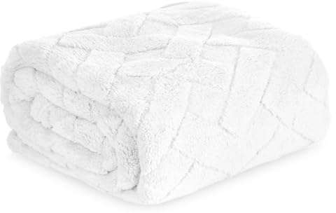 Warme Decke, Kuscheldecke, Caro, mit Karomuster Steppung, weiche, Flauschige Wohndecke, Steppdecke, MIKROFASER (Weiß, 70x160 cm)