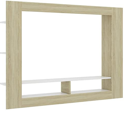 Mobile TV in compensato bianco e rovere 152 x 22 x 113 cm, wenjingqi-800743