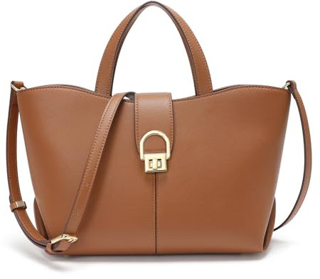 quipuda Handtasche Damen，Umhängetasche Damen, Leder Crossbody Bag,Großes Fassungsvermögen, Metallreißverschluss，Kommt mit abnehmbarem Schultergurt (Braun)