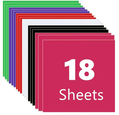 Permanent Vinyl für Cricut-Maschinen, Vinylfolie Plotter 30,5 x 30,5 cm, 6 Farben, Vinyl für Heimwerker-Dekoraufkleber, Kompatibel mit Schneidemaschinen