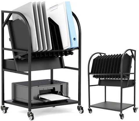 Gtouse Open Laptop Charging Cart with Wheels, 10 Device Mobile Charging Cart for Laptops Computers, Tablets and Chromebooks, Laptop Charging Station Storage Rack for Office and Classroom