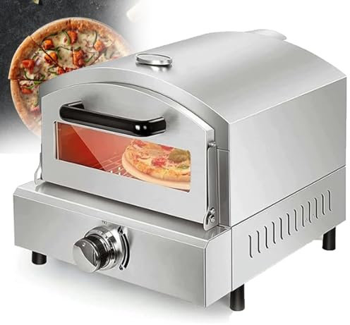 Portable and Gas Fired Pizza Oven with Thermometer,Outdoor Gas and Fired Pizza Oven in Stainless-SteelGas Pizza & Food Outdoor Oven for Camping, Backyard, Tailgating
